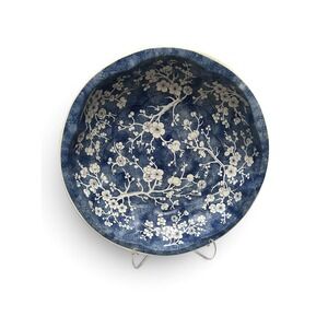Vintage Daher Decorated Ware Blue & White Blossom Metal Bowl / Dish (1971)